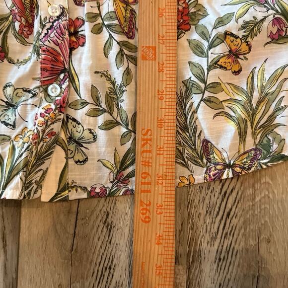 Lane Bryant Belted Button Front Butterfly Floral Tunic Top Size 28 Classic NEW - Picture 9 of 10